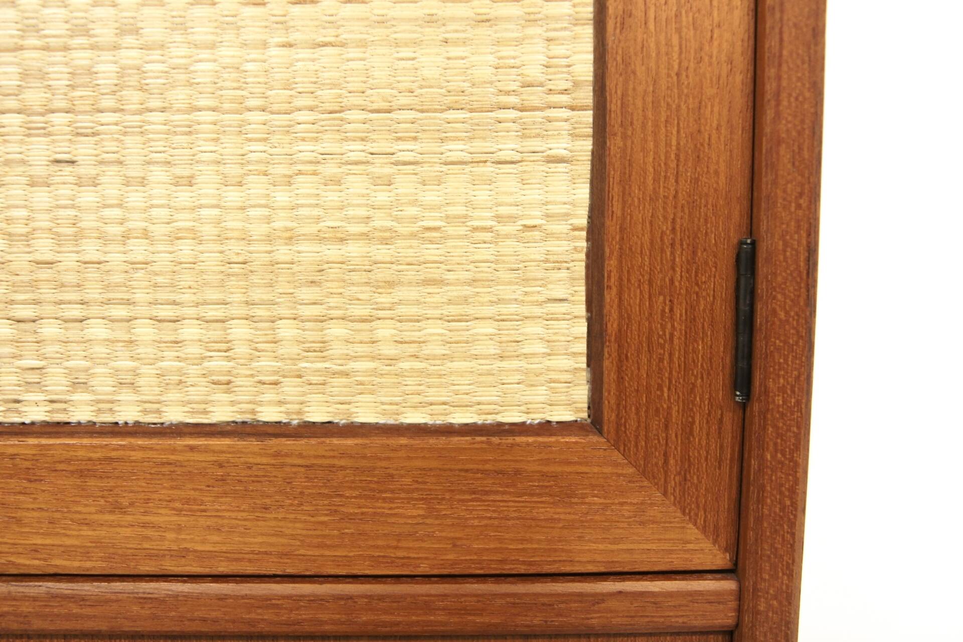 Scandinavian teak and rattan bookcase, Sweden, 1960