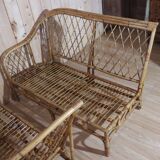 Vintage rattan corner sofa