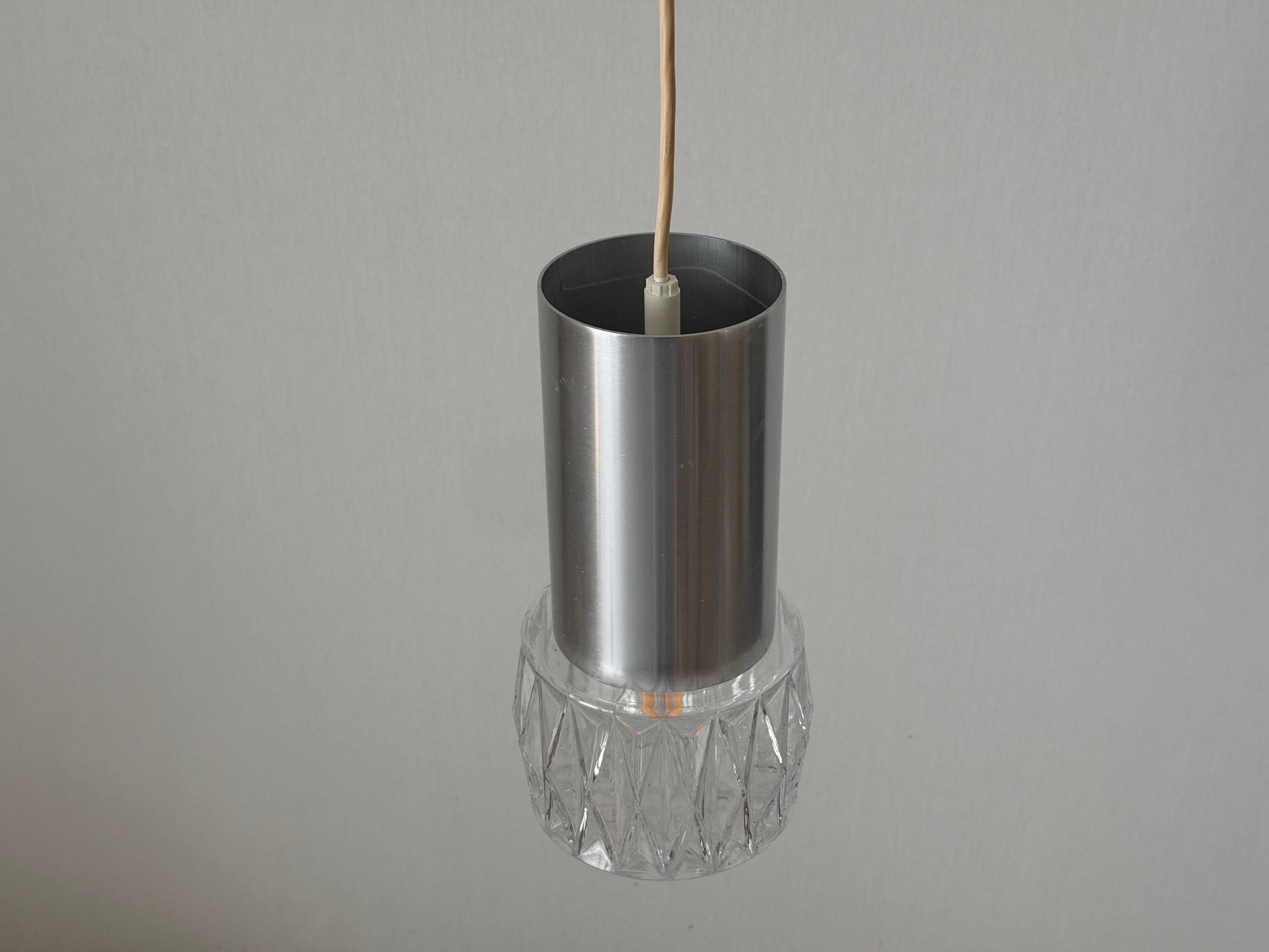 Glass ceiling light with a metal frame, 1960s, Germany