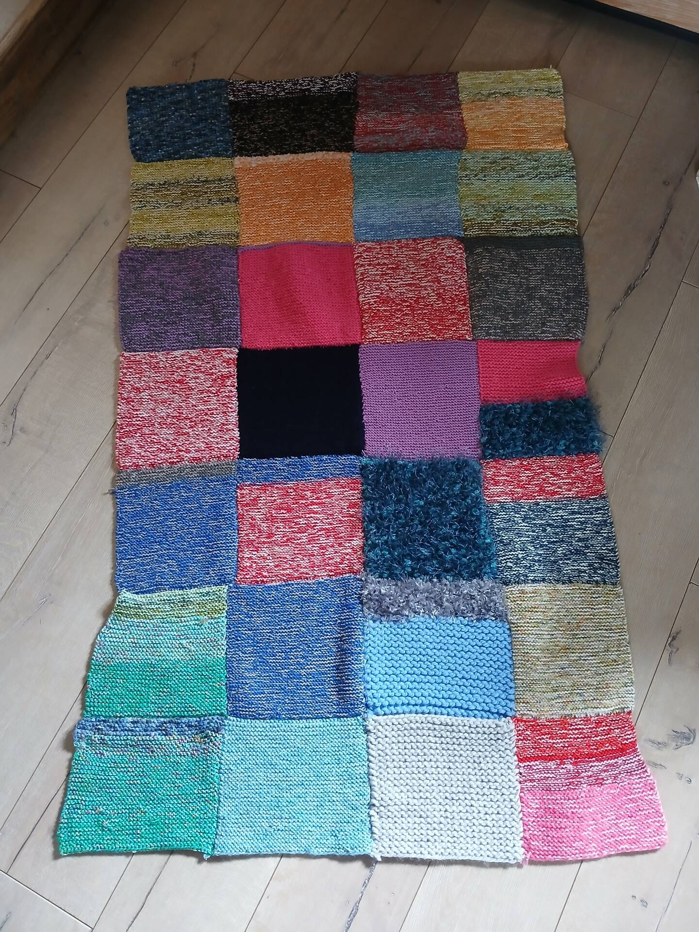 3 patchwork blankets knitted by hand
