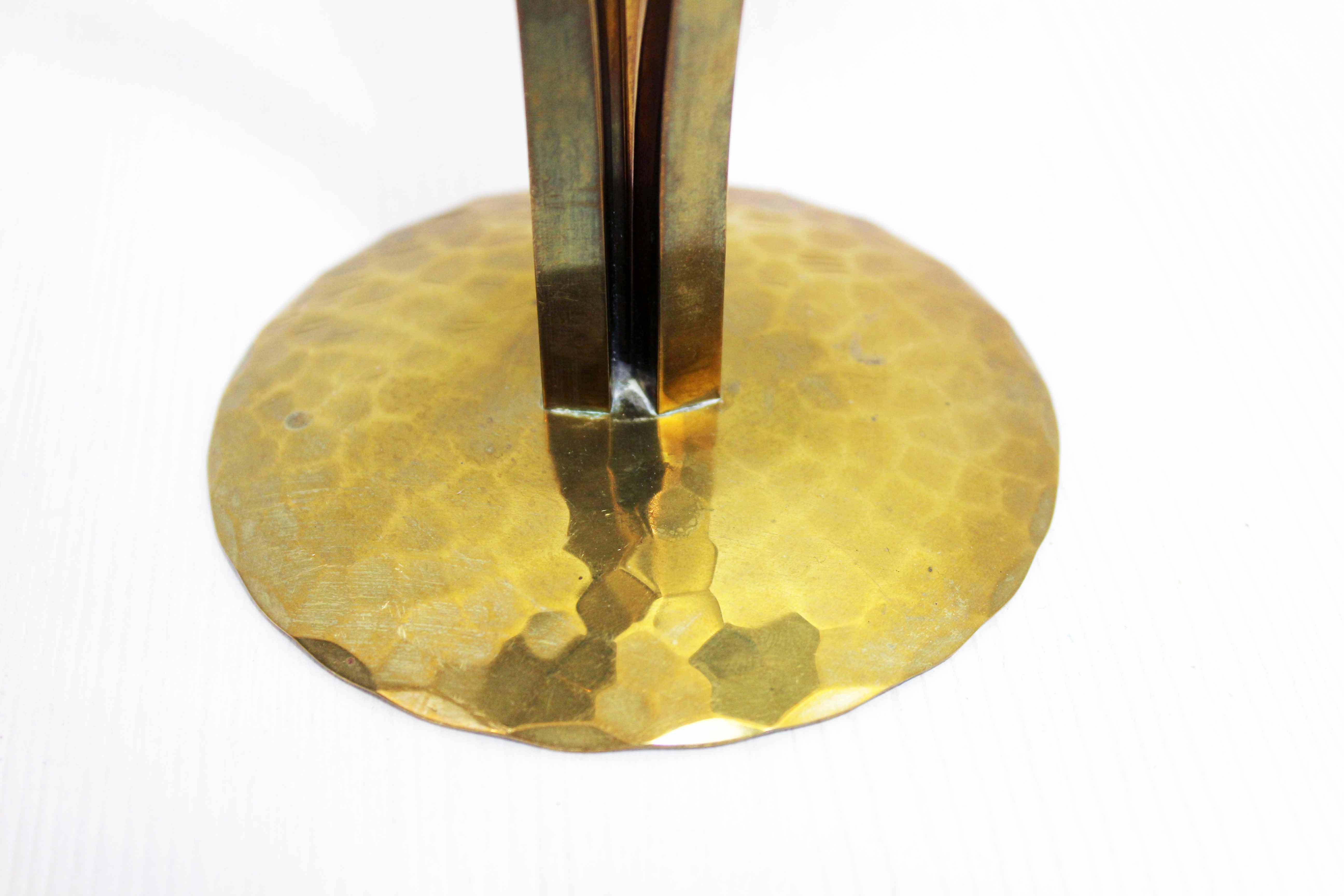 Triple brass candle holder