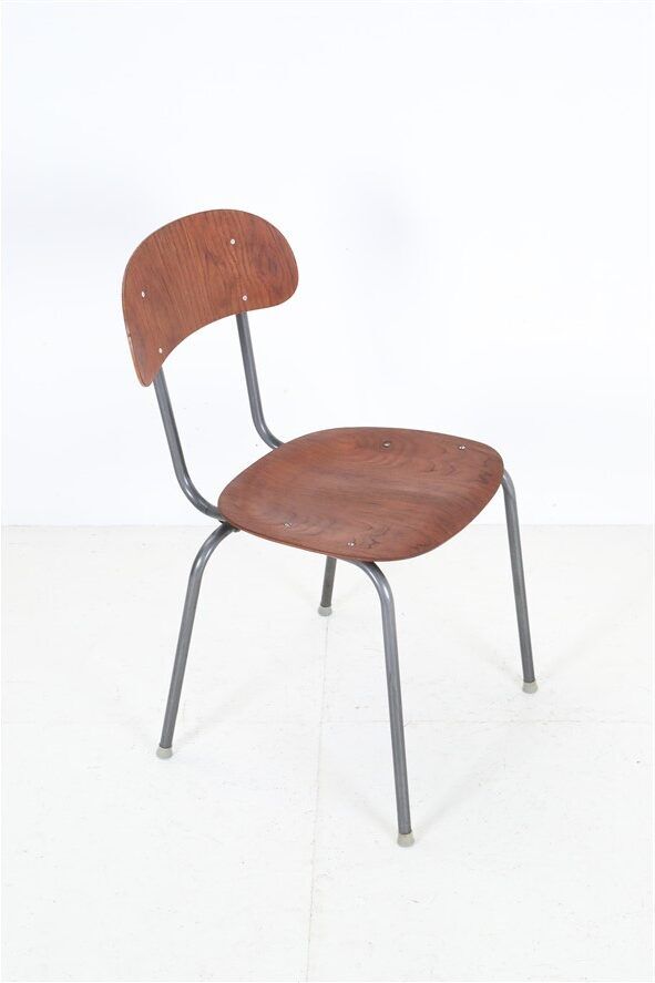 High-quality restored mid-century teak / tubular steel chair / Danish industrial design / 1960s / 1970s