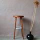 Vintage 60s bar stool in blue lacquered wood and metal.