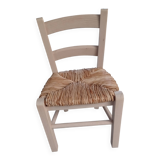 Children's chair in straw and cream patina