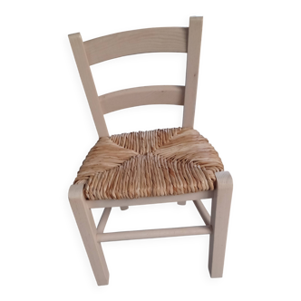 Chaise enfant en bois crème et paille