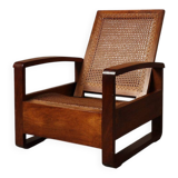 Mid-century architectural teak lounge chair with cane seat, 1950s