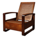 Mid-century architectural teak lounge chair with cane seat, 1950s