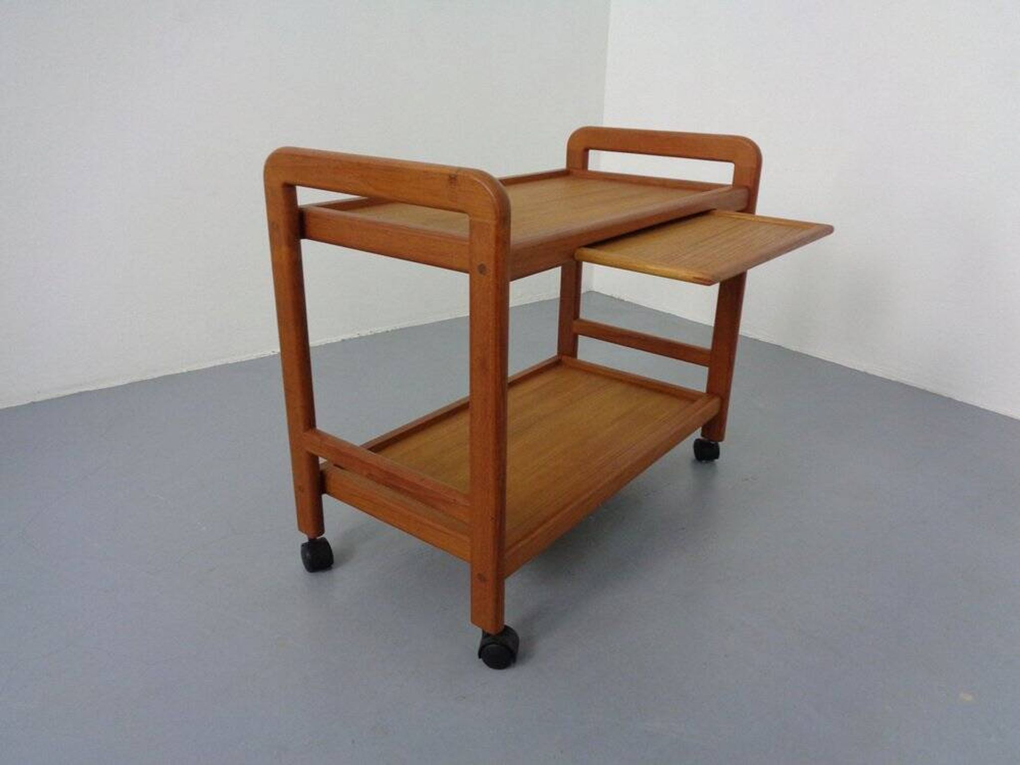 Danish Teak Bar Cart with Removable Tray, 1960s