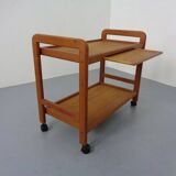 Danish Teak Bar Cart with Removable Tray, 1960s