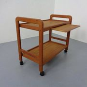 Danish Teak Bar Cart with Removable Tray, 1960s