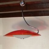 Vintage red space age glass pendant from the 80s