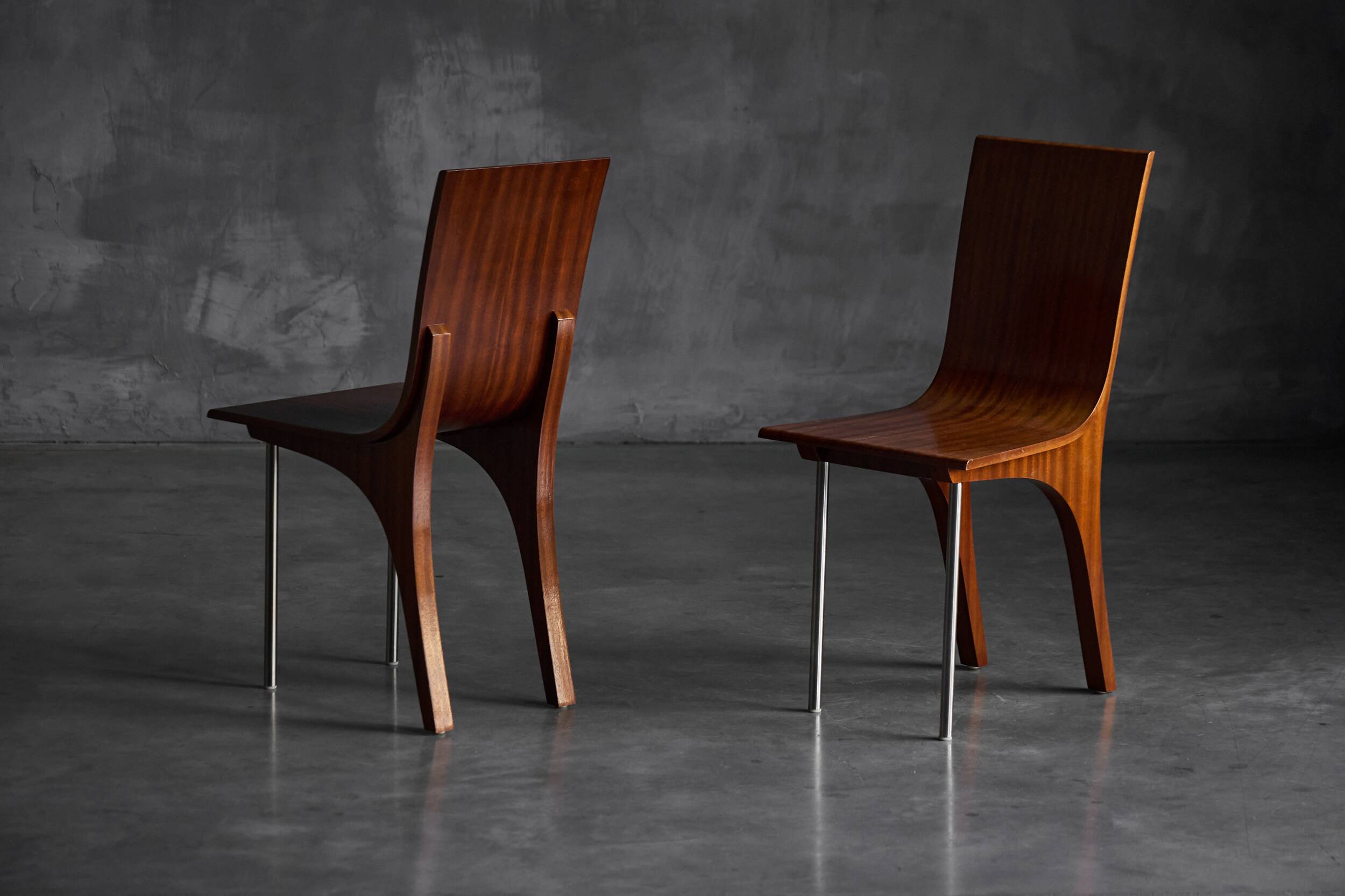 Postmodern Walnut Dining Chairs, Italy, 1980s