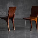 Postmodern Walnut Dining Chairs, Italy, 1980s