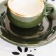 Tasses à café de bistrot vertes Helvetia et 4 sous-tasses Pillivuyt