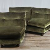 70s corner sofa in green fabric