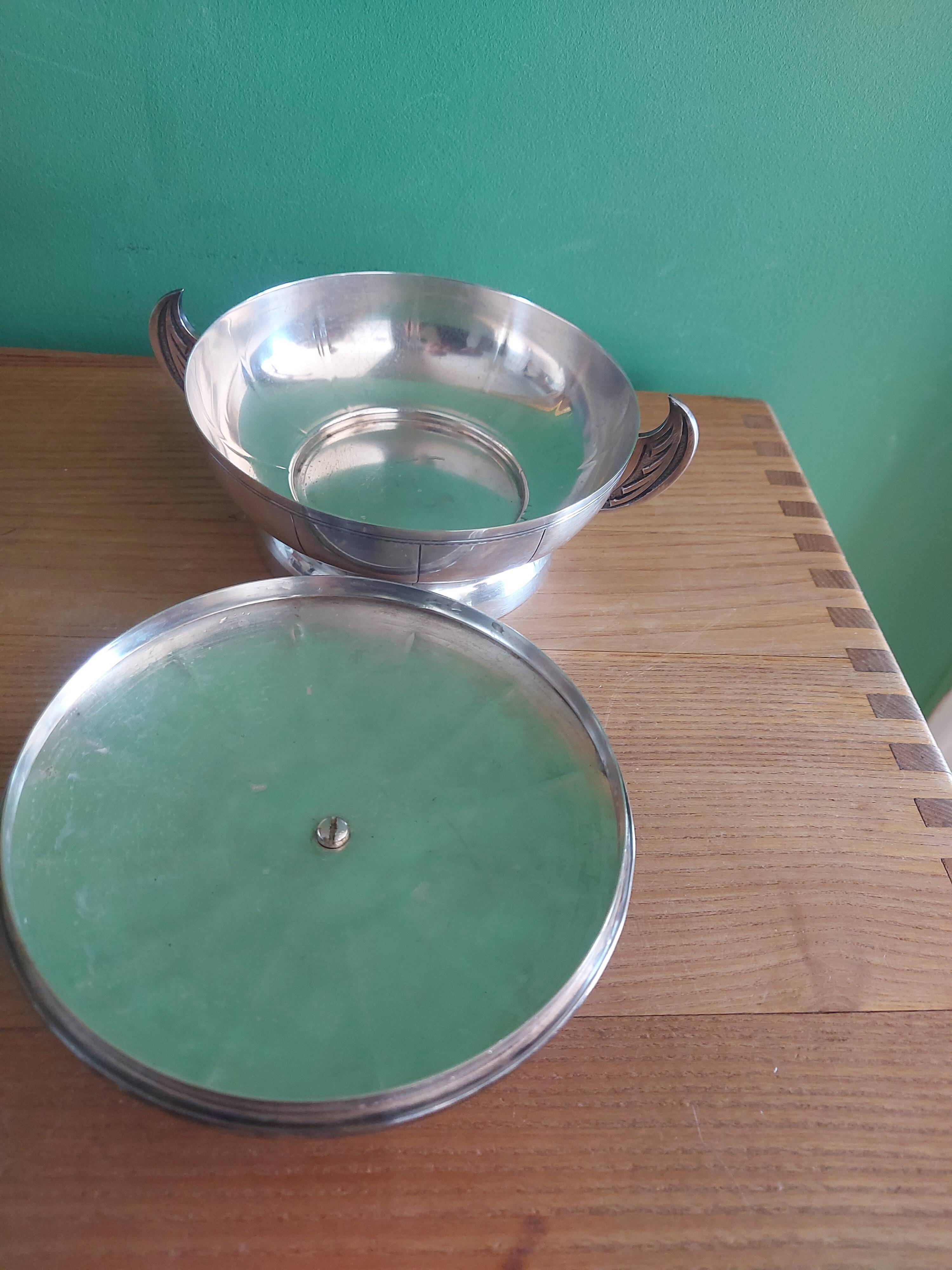 Art Deco sugar cream in silver metal