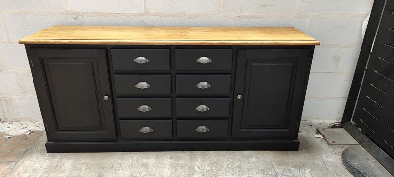Craft furniture black patina two doors and eight drawers