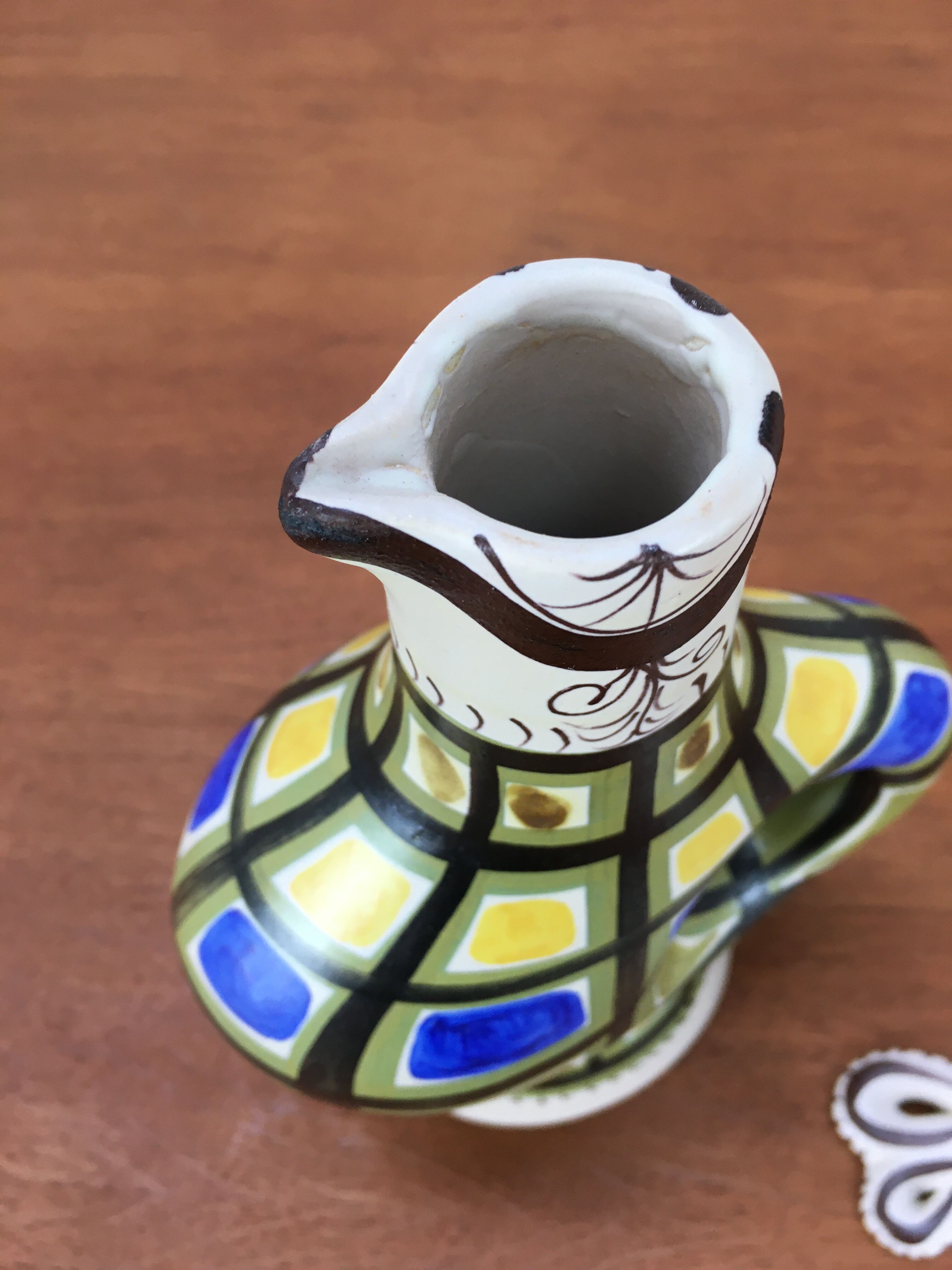 50s André L'Helguen ceramic rooster bottle for Keraluc Quimper