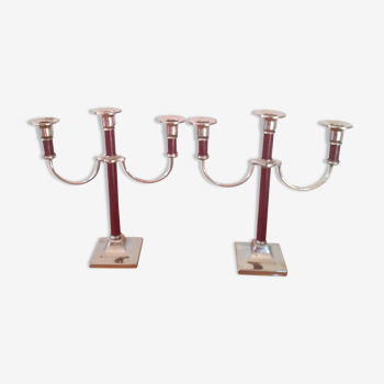 Pair of three-burner candlesticks