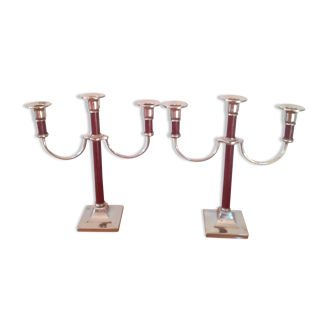 Pair of three-burner candlesticks