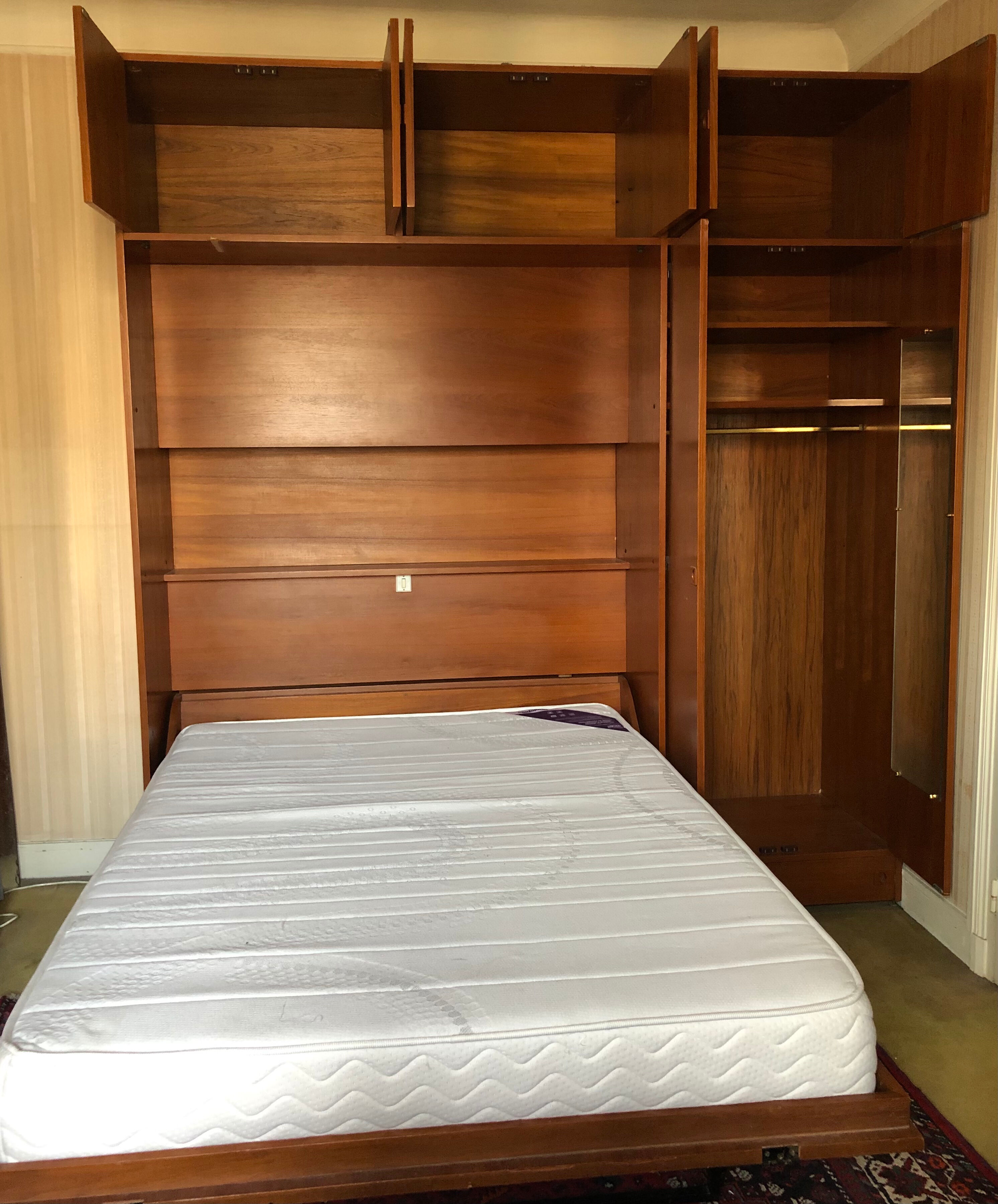 Murphy bed with built-in wardrobe and storage