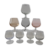 Lot of 8 small colored glasses 70s