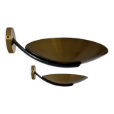 Pair of vintage brass wall lights, France 1970