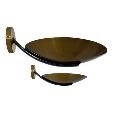 Pair of vintage brass wall lights, France 1970