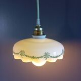 White opaline handkerchief pendant or portable lamp, vintage 1920