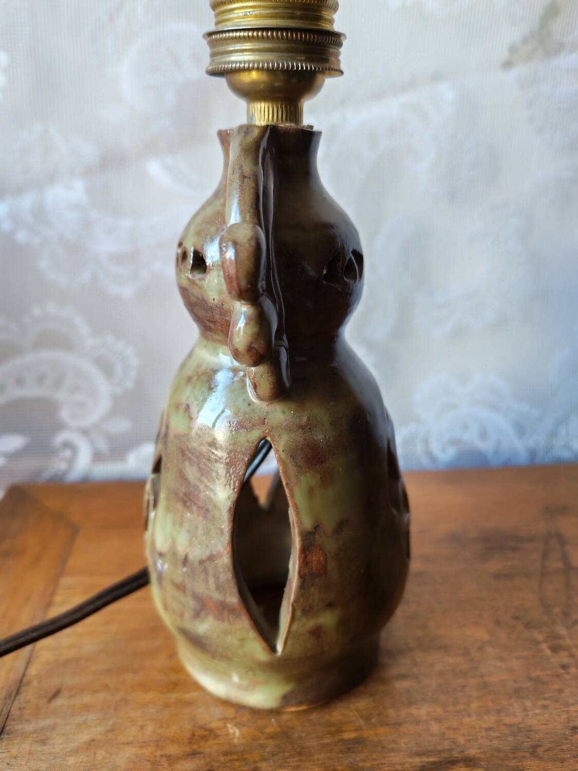 "Idole" anthropomorphic lamp in perforated ceramic - Accolay / Va style