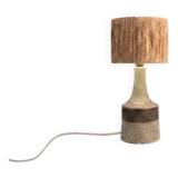Floor lamp in stoneware with raffia lampshade