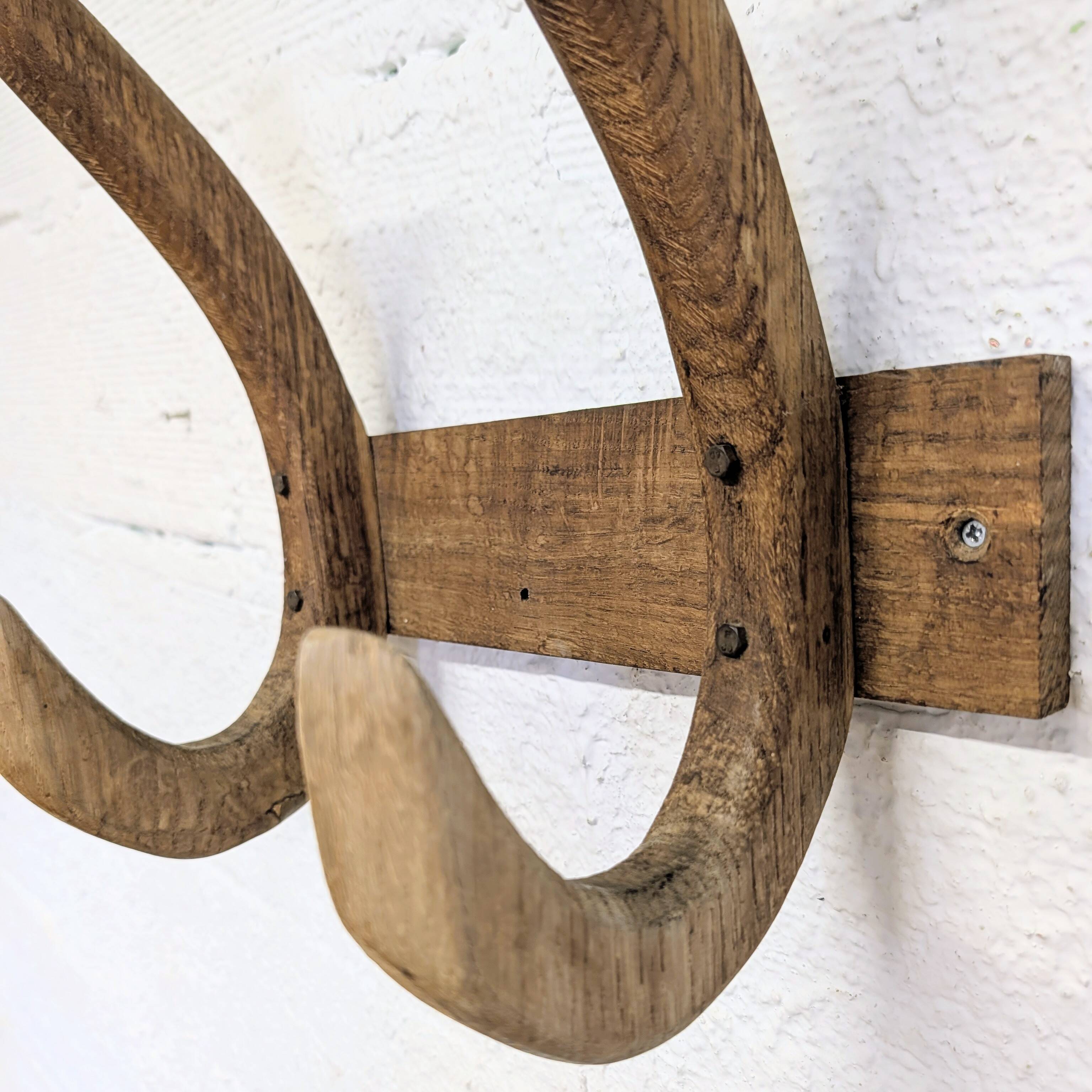 Rustic solid wood double coat hook