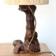 Vine wood lamp, raffia lampshade, 70s