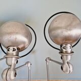 Set of 4 Jieldé industrial lamps in brushed steel, 3 arms