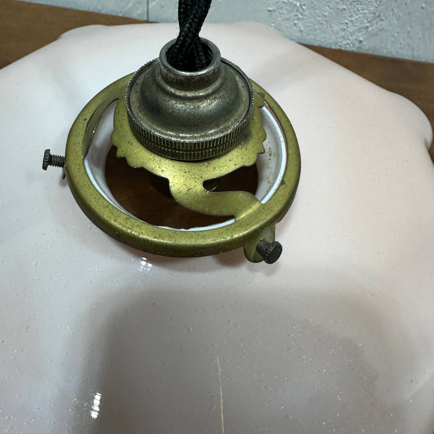 Pink opaline draped pendant light