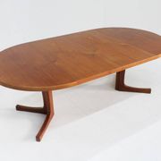 Vintage Danish round extendable dining table teak 1960s