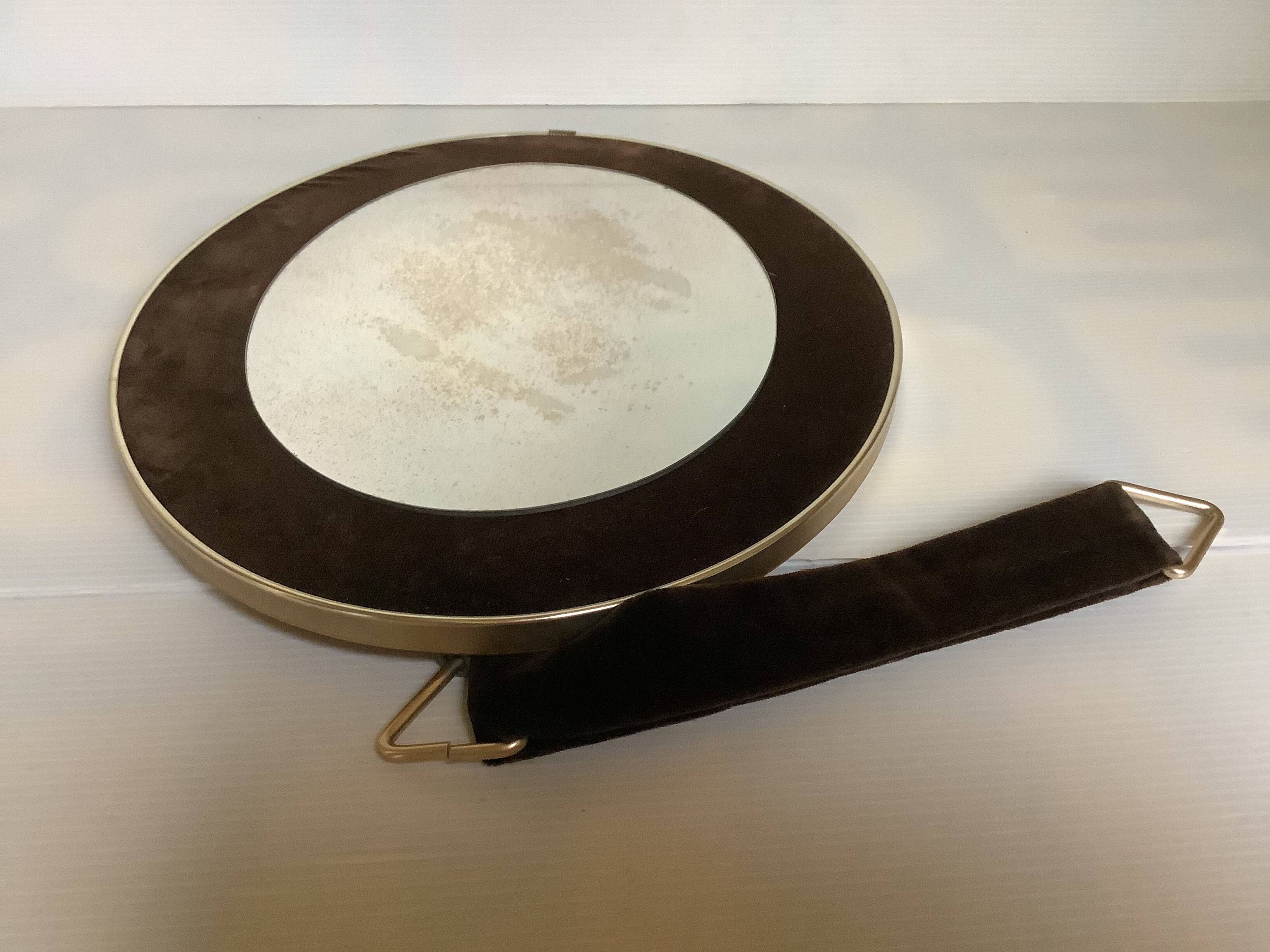 Miroir velours marron vintage