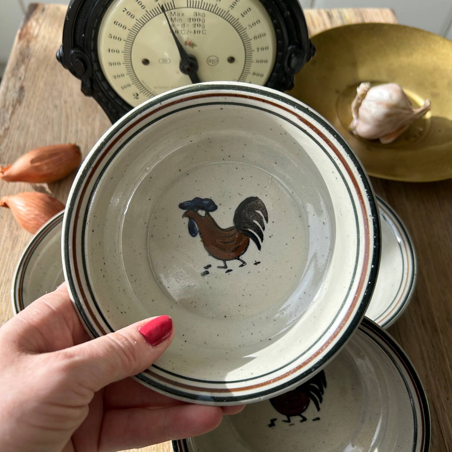 5 large Coq stoneware bowls