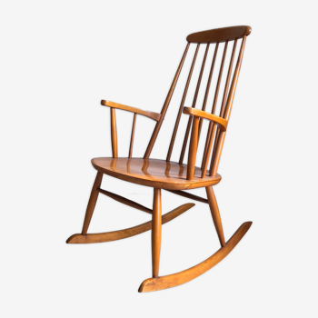 Scandinavian rocking chair in light wood