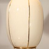 Large cracked earthenware lamp and Longwy enamels, France 1990s