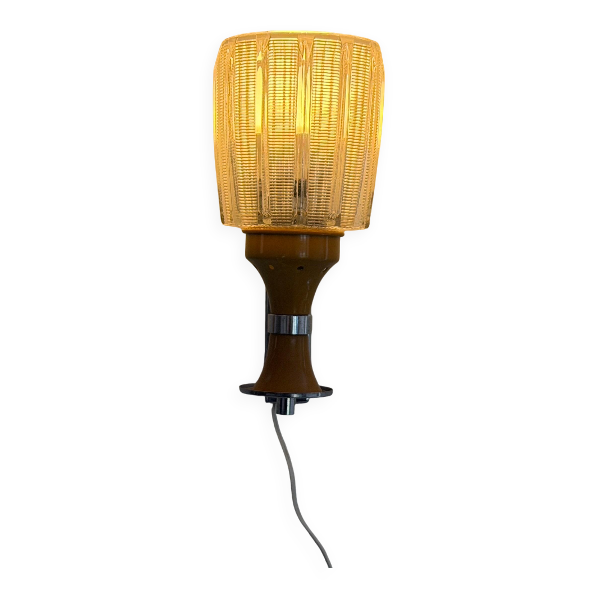 Mid-century glass and brown metal wall light, 1960, Italy
