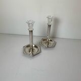 Pair of silver-plated metal candlesticks