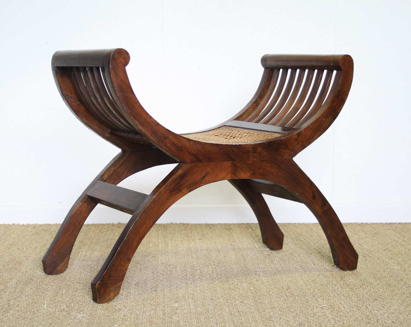 Wooden curule chair and canning