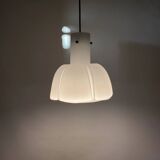 Frosted glass pendant in the shape of a white flower by Glashütte Limburg.