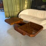 1970s elm burl coffee table / bar