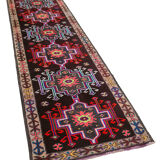 Hand-knotted one-of-a-kind turkish multicolor runner rug 90 cm x 337 cm