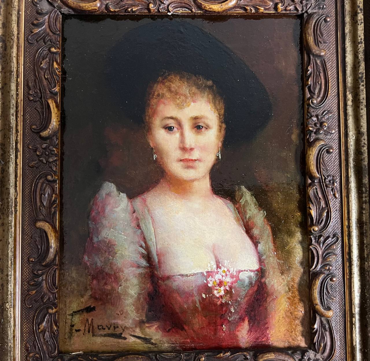 Portrait de femme élégante, huile sur panneau - François Maury (1861–1
