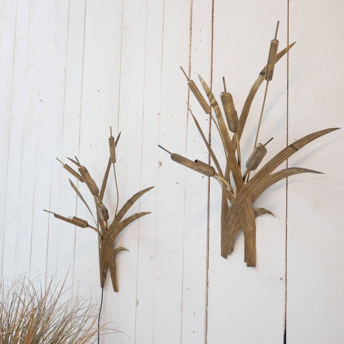Vintage Brass Wall Lights, 1970s, Set of 2