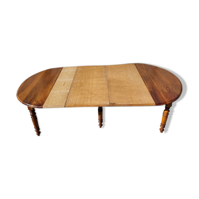 Table 6 pieds en noyer avec 3 allonges du xix ème siecle n23