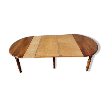 Table 6 pieds en noyer avec 3 allonges du xix ème siecle n23